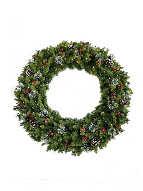 Kerstkrans met rijke dennenappeldecoratie-WD21120