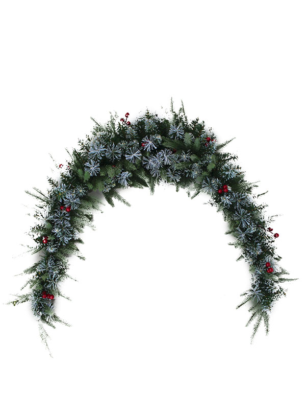 Kerstslinger in speciale vorm met sneeuw en rode bessen-PE PVC SW