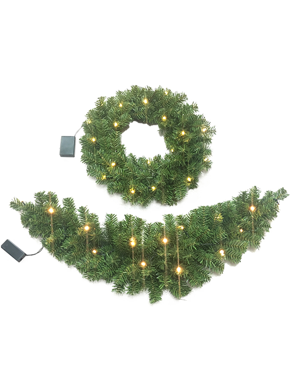 PVC-serie-45CM krans kerstslinger met verlichting
