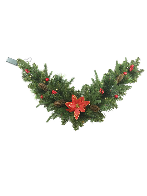 PVC PE dennennaald serie-90CM gebogen rotan met decoraties kerstslinger
