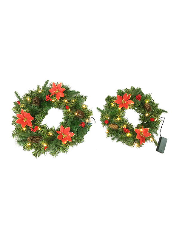 PVC PE dennennaald serie-38CM kerstkrans plus decoraties