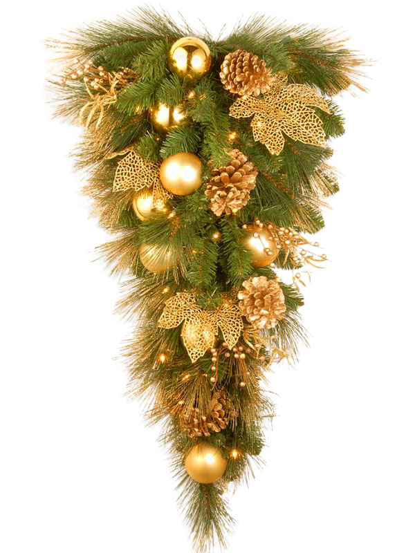 Kerstslinger met gouden bal dennenappel vakantiedecoratie